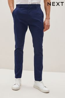Indigo modra - Raztegljive chino hlače ozkega kroja (U84239) | €11