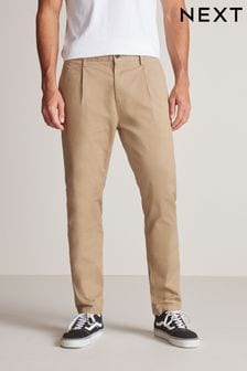 Stone Slim Single Pleat Stretch Chino Trousers (U84243) | €17.50
