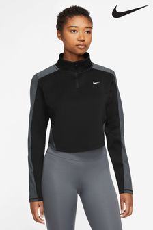 Schwarz - Nike Dri-fit Femme Langärmeliges Top mit kurzem Reißverschluss (U84606) | 50 €