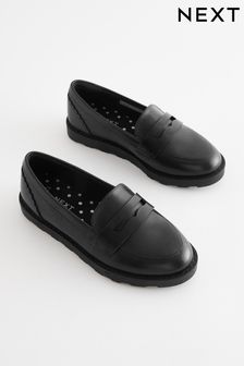 Black School Leather Loafers (U84619) | $56 - $68