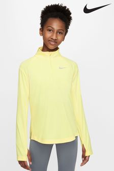 Желтый - Nike топ для бега с короткой молнией и длинными рукавами Dri-fit (U84708) | €24