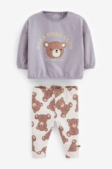 Lilac Purple Bear 2 Piece Baby T-Shirt And Leggings Set (U84862) | $22 - $26