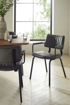 Set of 2 Monza Faux Leather Dark Grey Aiden Arm Dining Chairs (U84893) | €355