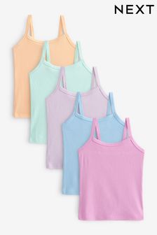 Multi Pastel Rib Cami Vests 5 Pack (1.5-16yrs) (U85077) | $28 - $38