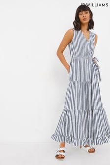Jd Williams Blue Stripe Linen Wrap Dress With Tiered Hem (U85232) | 60 €