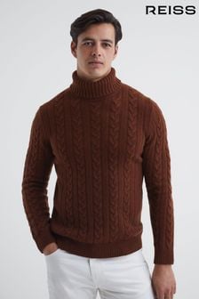 חום-אדמדם - סוודר מקשמיר 100% של Reiss דגם James עם צווארון עגול (U85434) | ‏2,683 ‏₪