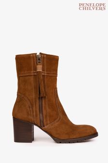 Penelope Chilvers Cropped Fina Tassel Suede Brown Boots (U85452) | €147