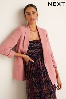 淺粉紅色 - 寬鬆柔軟皺紗西裝外套 (U85461) | HK$374