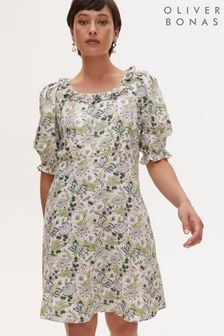 Oliver Bonas Green 70's Floral Print Mini Dress (U85522) | €26