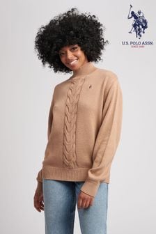 Affogat - U.s. Polo Assn. Damen Grob gestrickter Pullover mit Zopfmuster (U85639) | 101 €