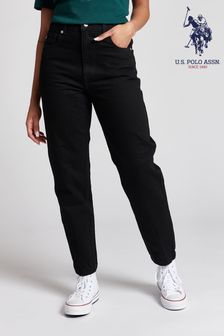U.S. Polo Assn. Womens Elasticated Mom Fit Black Jeans (U85656) | $41