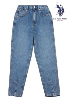 U.S. Polo Assn. Womens Stone Wash Elasticated Mom Fit Jeans (U85676) | $41