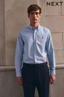 Light Blue Regular Fit Long Sleeve Oxford Shirt (U85718) | $39