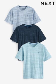 Bleu - Lot de 3 - T-shirt chiné imprimé cerf (U85971) | €28