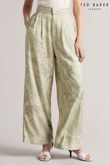 Zielone eleganckie spodnie Ted Baker Wyntir z szerokimi nogawkami (U85998) | 473 zł