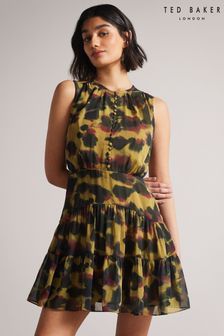 Ted Baker Elvinia Brown Animal Print Button Up Mini Dress (U86003) | 520 zł