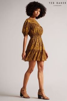 Ted Baker Mairley Yellow Yoke Detail Printed Mini Dress (U86004) | TRY 2.267