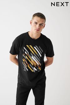 Schwarz/Gold - Regular Fit - Gemustertes T-Shirt (U86066) | 23 €