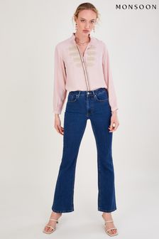 Monsoon Pink Military Detail Embroidered Blouse In Sustainable Viscose (U86095) | €30