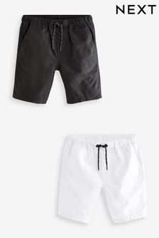 Črna/bela - Komplet 2 kratkih hlač z elastičnim pasom (3–16 let) (U86384) | €11 - €19
