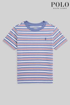 Синий - Футболка для мальчиков в полоску с логотипом Polo Ralph Lauren (U86438) | €27 - €29