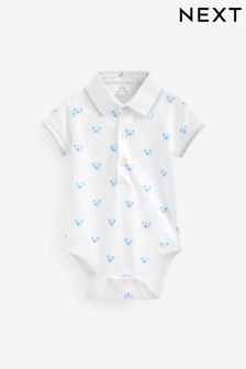 White/Blue Bear Pique Polo Shirt Baby Bodysuit (U86461) | SGD 15 - SGD 17