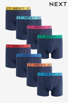 Navy Bright Waistband 8 pack A-Front Boxers (U86505) | 58 €