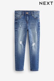 Mid Blue Distressed Regular Fit Skinny Jeans (3-16yrs) (U86605) | €20 - €28