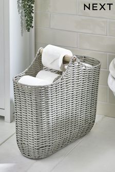 Grey Slimline Woven Toilet Roll Holder and Storage (U86923) | $60