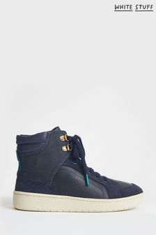White Stuff Blue Leather Suede Hi Top Trainers (U87268) | TRY 1.023