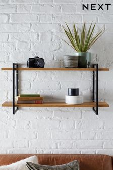 Dark Bronx 2 Tier Wall Shelves