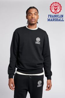 Franklin & Marshall Mens Black Crest BB Crew Neck Sweatshirt