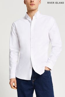 River Island Oxford Langärmeliges, schmal geschnittenes Hemd, Weiß (U87367) | 36 €