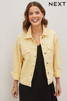 Lemon Yellow Oversized Girlfriend Denim Jacket (U87443) | €24