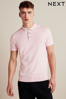 Light Pink Short Sleeved Knitted Polo Shirt (U87454) | €11