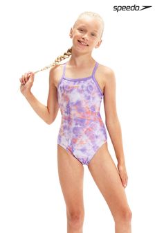 Speedo Lilac Purple Printed Thinstrap Muscleback Swimsuit (U87496) | DKK206