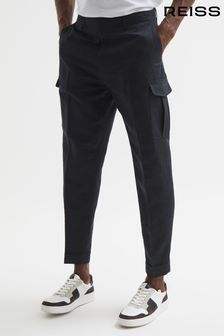 Reiss Navy Grade Relaxed Cropped Cargo Trousers (U87555) | SGD 408