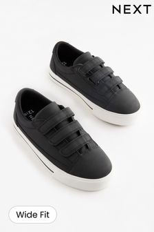 Black Wide Fit (G) Strap Touch Fastening Shoes (U87677) | DKK109 - DKK157