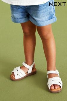 White Leather Strappy Padded Sandals (U87681) | €14 - €19