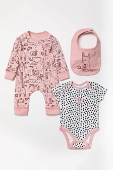 Lily & Jack Baby Pink Bunny Print 3-Piece Gift Set (U87734) | €28