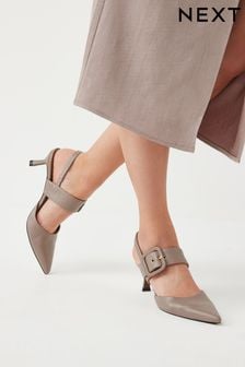 Grey Forever Comfort® Leather Buckle Detail Shoes (U87890) | 142 zł