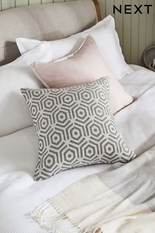 Grey 50 x 50cm Textured Hoxton Large Geometric cushion (U88214) | SGD 23