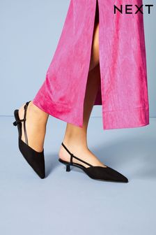 Black Forever Comfort® Low Heel Point Slingback Shoes (U88464) | 22 €