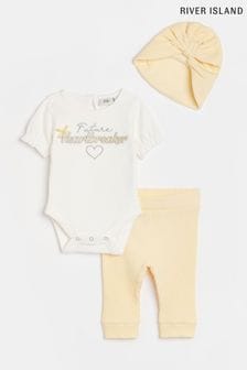River Island Yellow Baby Girls Heartbreaker Turban Set (U88528) | €12