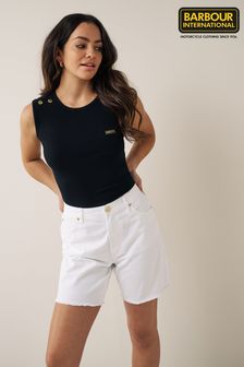 Weiß - Barbour International Galica Shorts mit unverarbeitetem Saum (U88790) | 50 €