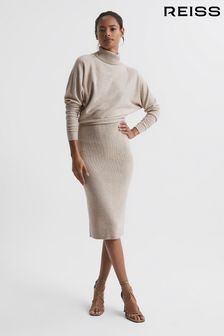Beige meliert - Reiss Fallon Kleid aus Wollmischung mit Rollkragen (U89240) | 266 €