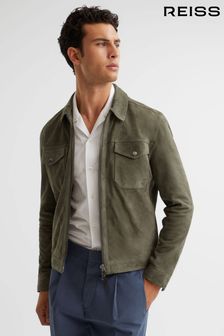 Reiss Sage Pike Suede Zip Through Trucker Jacket (U89242) | ₪ 2,756