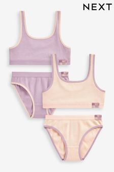 Cream/Purple Crop Top and Bikini Set (5-16yrs) (U89279) | 52 zł - 70 zł