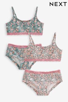 Pink/Green Floral Crop Tops & Hipsters 4 Piece Set (5-16yrs) (U89280) | 52 zł - 70 zł