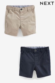 Navy Blue/Stone Natural Chino Shorts 2 Pack (3mths-7yrs) (U89651) | €15 - €19